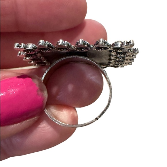 Boho Silver Square Shield Adjustable Ring - Picture 4 of 6
